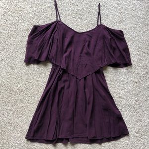Express Cold Shoulder Purple V Flap Short Dress XS